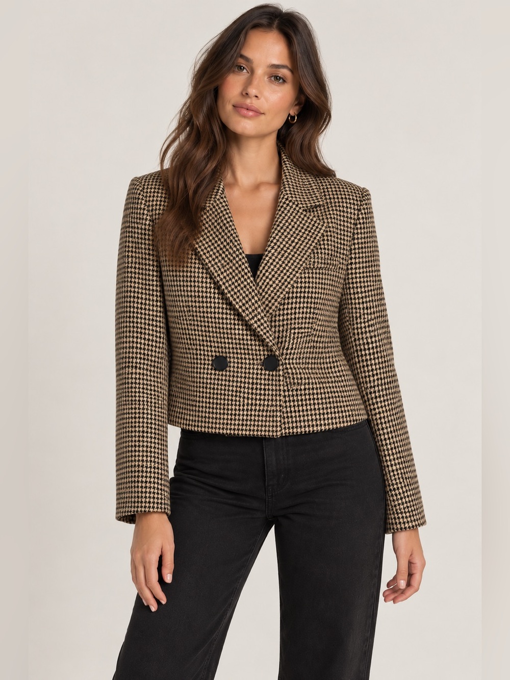 House of Harlow 1960 Houndstooth Double Breasted Notch Collar Blazer/Size Small
